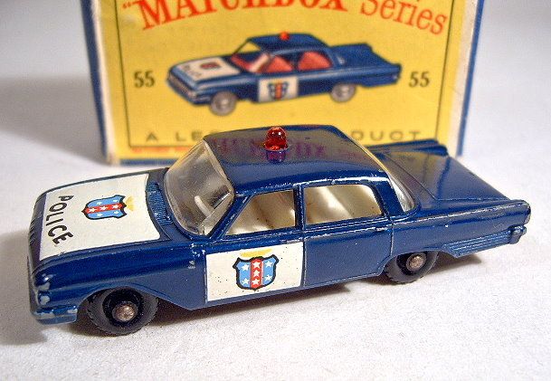 Matchbox RW No 55B Ford Fairlane Police Car Dark Blue
