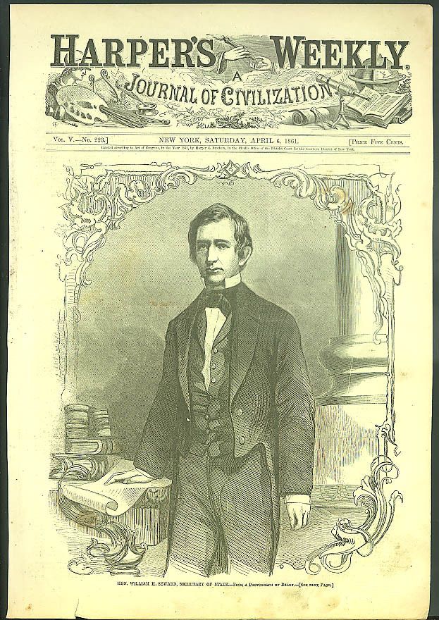 Secy of State William Seward by Mathew Brady Harpers Weekly ORIGINAL 4