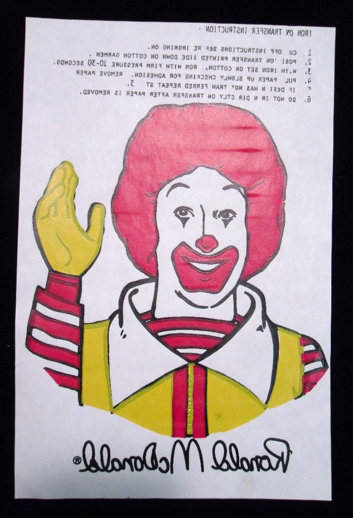 Happy Meal Character T Shirt Iron on Transfer Ronald McDonald