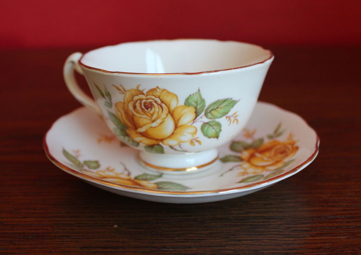 Melba Bone China Cup and Saucer Set Yellow Rose