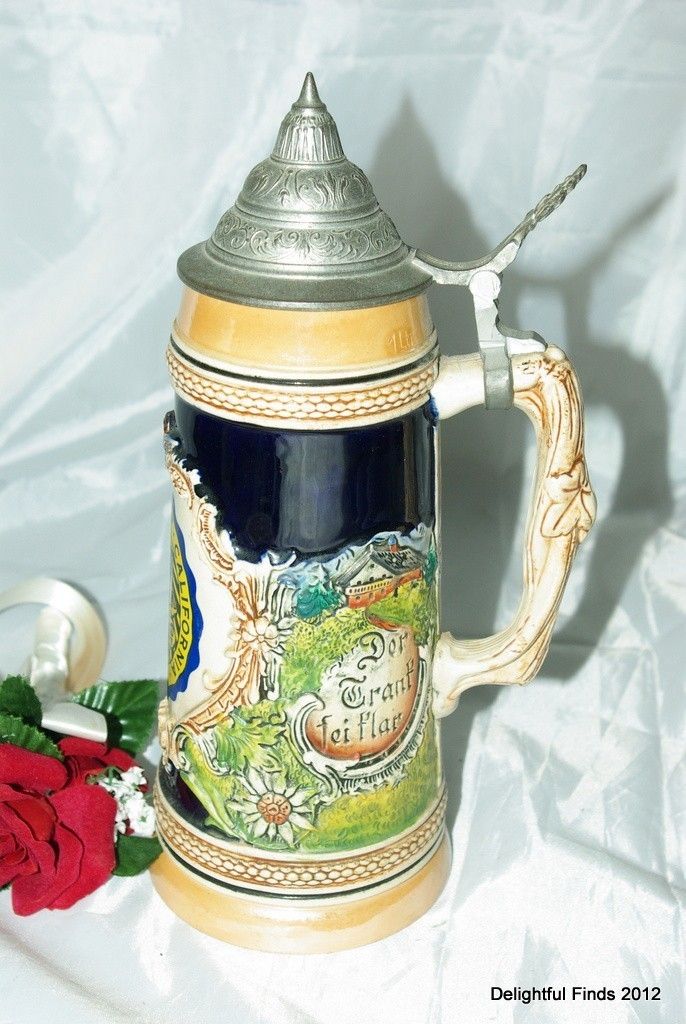 West German University of California 1L Lidded Beer Stein