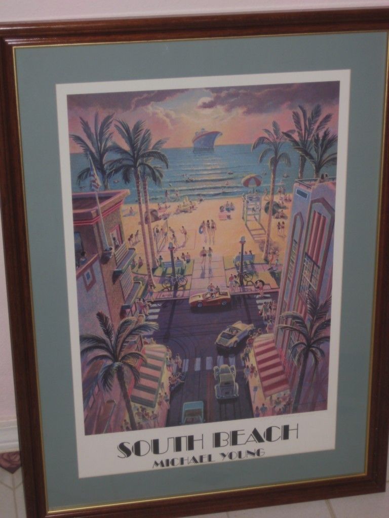 RARE Michael Young Signed Print South Beach Florida 92