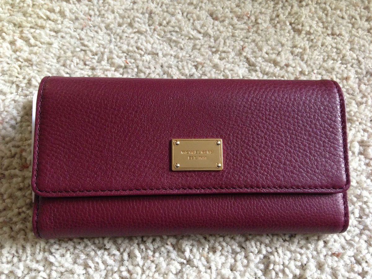 Michael Michael Kors Jet Set Checkbook Wallet Leather Bordeaux