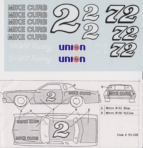 Dale Earnhardt or 72 Benny Parsons Mike Curb DeWitt Trucking Union