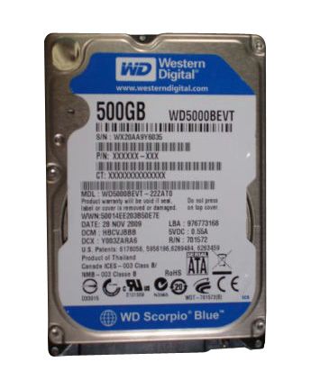 Western Digital Scorpio Blue 500 GB,Internal,5400 RPM,2.5 WD5000BEVT