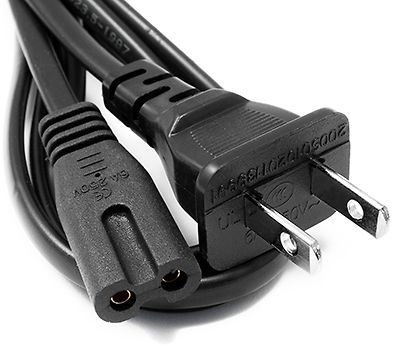 US Style 2 Prong 1.5M Port AC Power Cord/Cable for PS2 PS3 Slim Dell