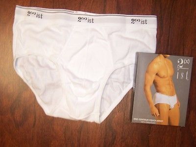 LOT OF 2* 2(x)ist Mens Cotton Contour Brief WHITE XL 37 39 inch