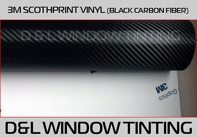 3M Scotchprint Black Carbon Fiber Wrap Film 24x24 4 sq ft.