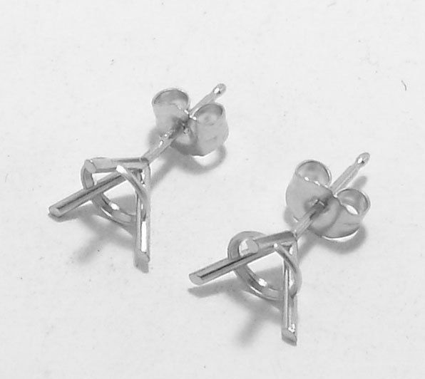 Prong Martini Stud Earrings Settings Mountings 14K White Gold