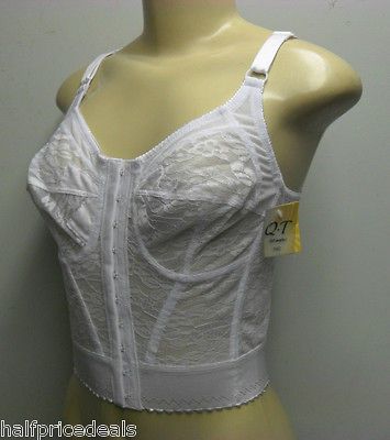 NEW QT sz 40D FRONT CLOSE LONG LINE STRETCH FLORAL LACE PATTERN BRA