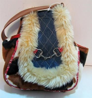 SASSY PET SAKS Douglas Co Girls Purse Pony Fur Horse Denim Western