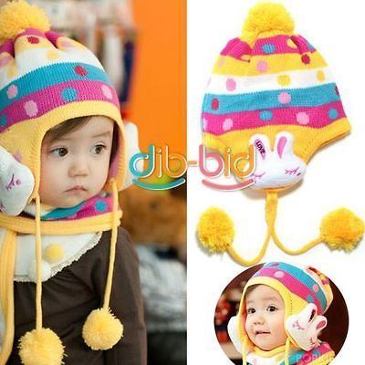 New Baby Chindren Girl Boys Toddler Crochet Beanie Hat Cap Rabbit