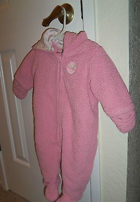 Newborn Girls TIMBERLAND Winter Snowsuit Pink Hooded One Piece 6 9 Mos