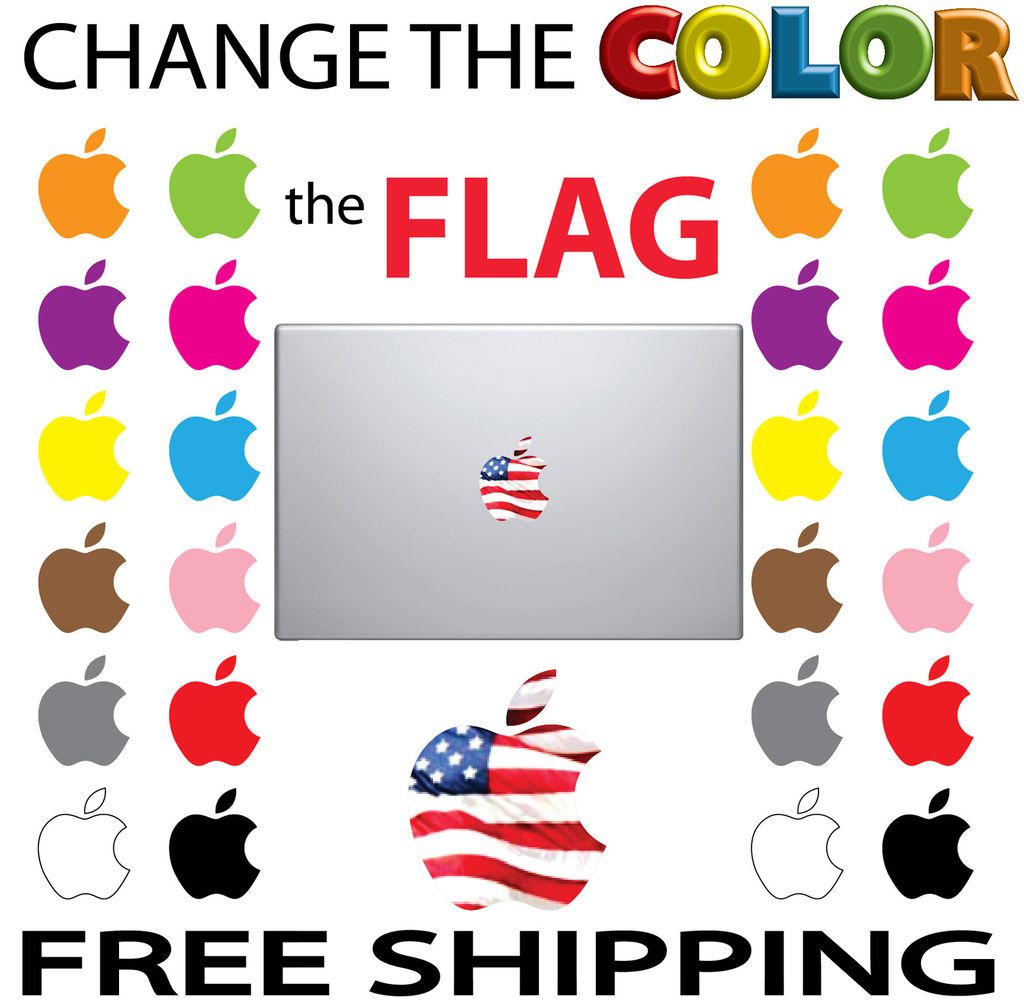 APPLE USA Flag Logo Mac Book Air Pro Laptop VINYL Decal Sticker
