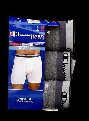 Champion Elite Active Fit Boxer Brief 3 Pack No Ride up Sizes Medium