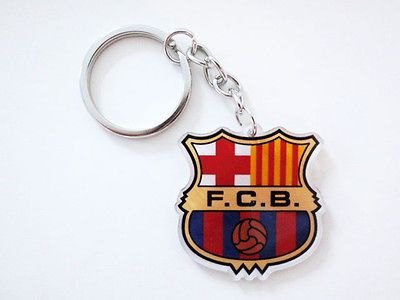 New FCB Barcelona Soccer Football Plastic Key Chain Ring Charm Holder