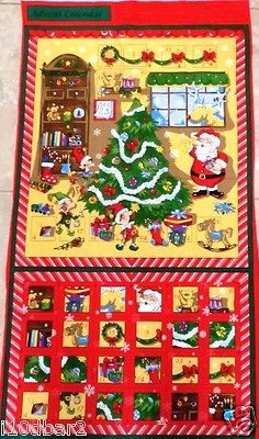 ADVENT CALENDAR CHRISTMAS fabric panel Santa fabric CALENDAR Christmas