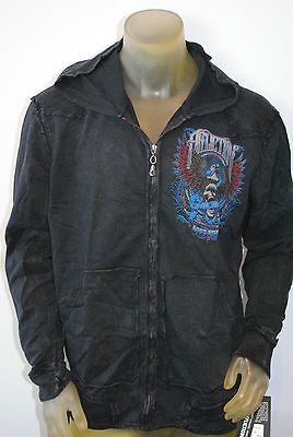 NWT AFFLICTION MENS GRAPHIC FREE BIRD ZIP HOODIE SWEATSHIRT SIZES