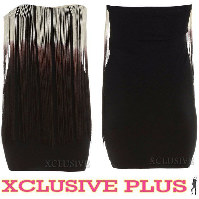 NEW LADIES PLUS SIZE DIP DIE TASSEL DRESS MINI GOING OUT BODYCON DRESS