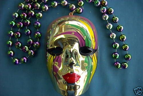 GOLD MASK GLITTER BOREALIS MARDI GRAS BEAD (B433)