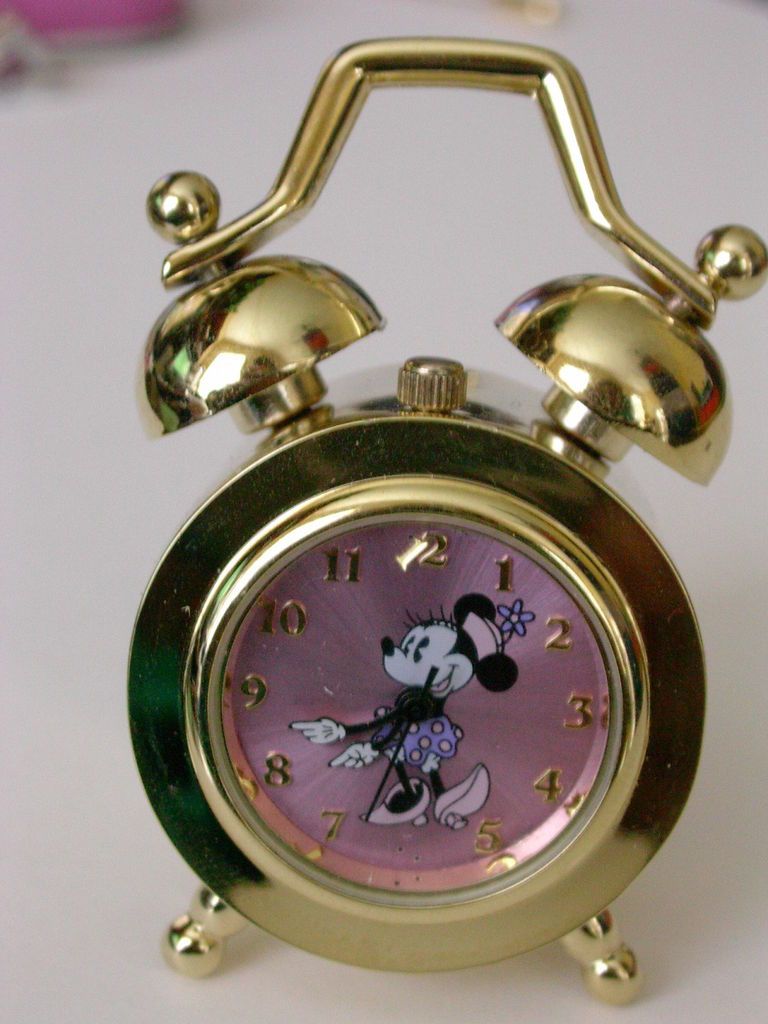 MINNIE MOUSE Dual Bell Alarm Clock Replica Mini Working Clock 2 NEW