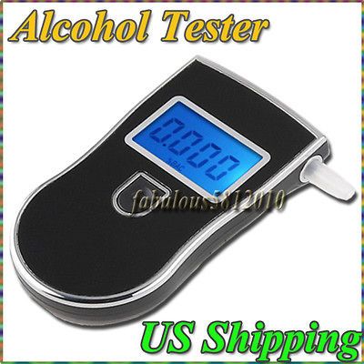 US LCD Digital Breath Alcohol Tester Breathalyzer Test Analyzer + 5