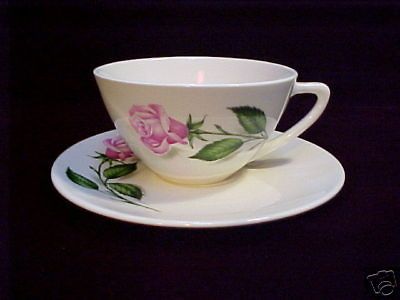 China Cup & Saucer   Knowles Tupperware Rose c1950s