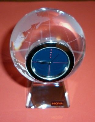 Gorgeous Hoya Crystal Clock Globe on Crystal Base with Japanese Time