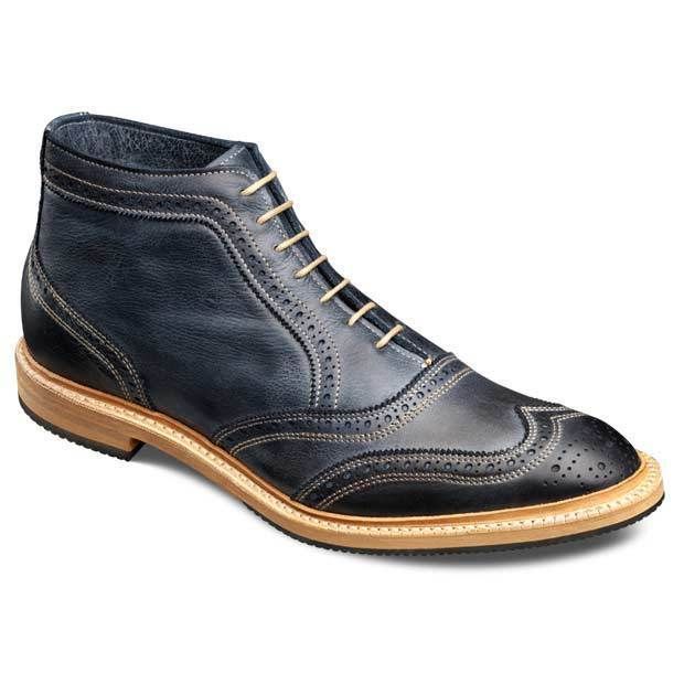 Allen Edmonds Mens Cronmok Wing Tip Lace Up Navy Leather Boot 7195