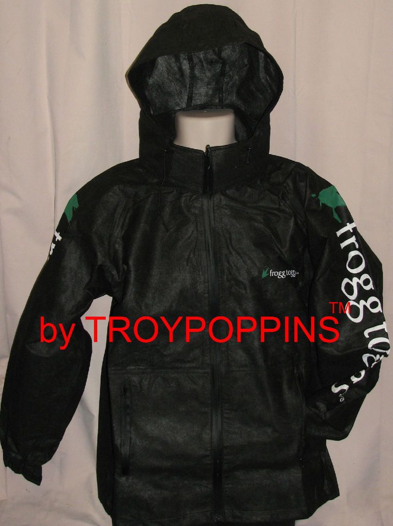 AS63165 01 ALL SPORTS BLACK RAIN JACKET W/POCKETS FROGG TOGGS GOLF