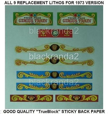 REPLACEMENT LITHOS FOR FISHER PRICE LITTLE PEOPLE 991 CIRCUS TRAIN