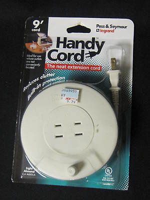 New Handy Cord 9 Retractable Cord Pass & Seymour * Light Almond NIP