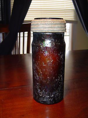 nice late 1800s helmes railroad mills snuff or fruit jar with lid and