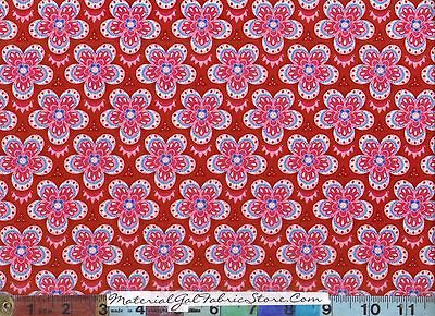 Moda Lily Ashbury Fabric ~ Tradewinds 456 16 Moroccan Red w/ Pink