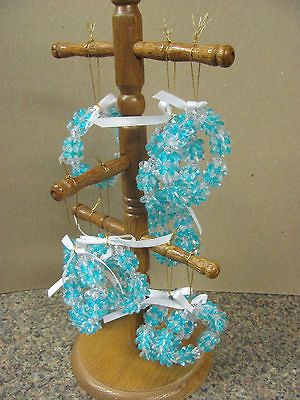 CHRISTMAS ORANMENTS HANDMADE WREATHS ACRYLIC BEAUTIFUL TURQUOISE