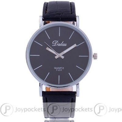 Women Casual Simple Wrist Watch Black PU Leather Quartz Analog Hour