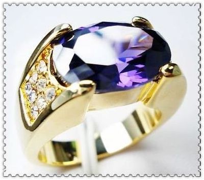 Luxury New Mens 10KT Yellow Gold Filled 12ct Amethyst Ring Size 10/T