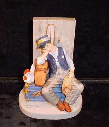 NORMAN ROCKWELL DANBURY MINT FIGURE ASLEEP ON THE JOB