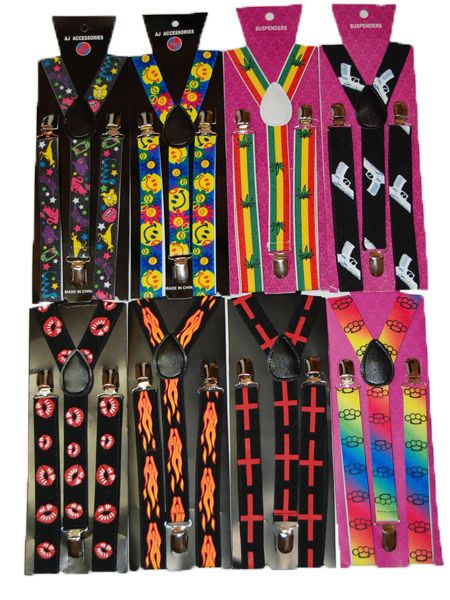 Clip on Braces Elastic Suspender Novelty Design Y  back Suspenders