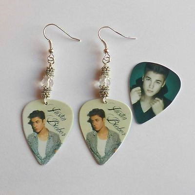 JUSTIN BIEBER guitar pick plectrum Crystal Earrings ANGELS & DEMONS