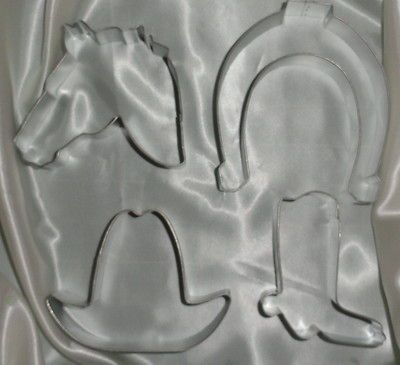 Horse Head, Horse Shoe, Cowboy Hat and Cowboy Boot Cookie Cutters