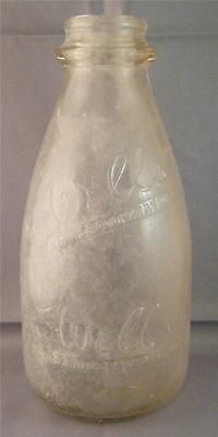 Vintage Wells Dairies Coop Embossed Duraglas Dacro Glass Milk Bottle