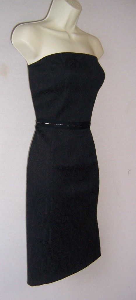 Antonio Melani Gavin Black Jacquard Strapless Evening Cocktail Dress