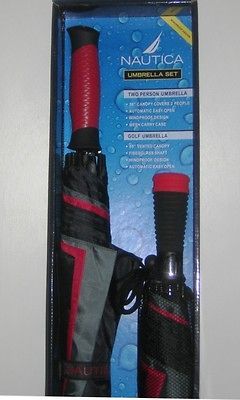 Set of 2 Nautica Windproof Design 56 2 Person & 68 Golf Umbrella Red