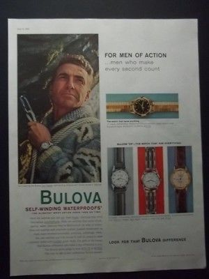 1959 Bulova Watches Man Rock Climbing Photo Vintage Print Ad