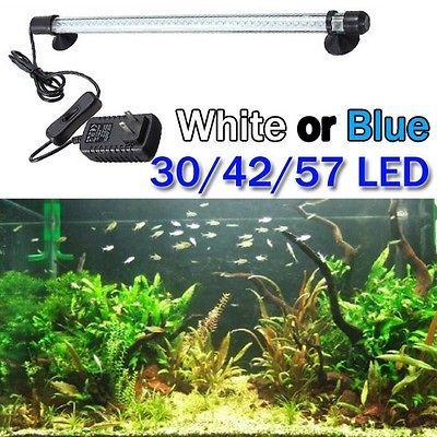 Aquarium Fish Tank Waterproof White Blue 30 42 57 LED Bar Submersible