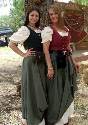 3P WOMEN RENAISSANCE PEASANT PIRATE DRESS & CHEMISE 2 4 6 8 10 12 14