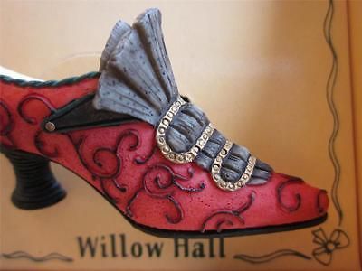 NEW Jake Asher SHOE BROOCH WILLOW HALL Heel Boot VICTORIAN RED FANCY