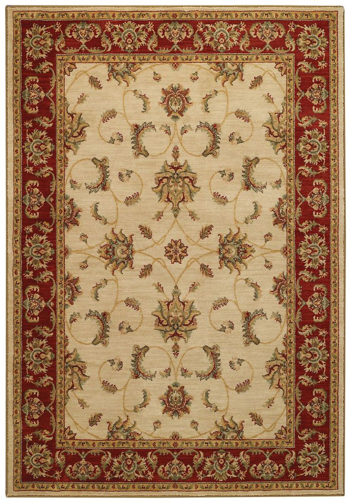 Rugs Laud Acanthus Machine Woven Oriental Area Floor Rug Ivory Red 650