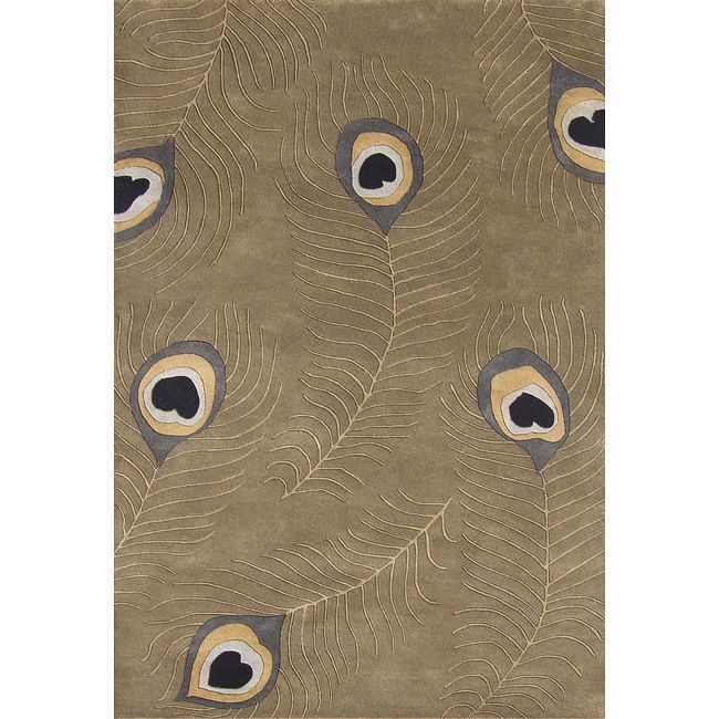 Hand tufted Peacock Green Wool Rug (5 x 8)